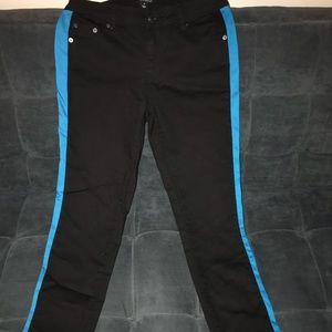 I ❤️ Ronson Black jeans with bright blue stripe